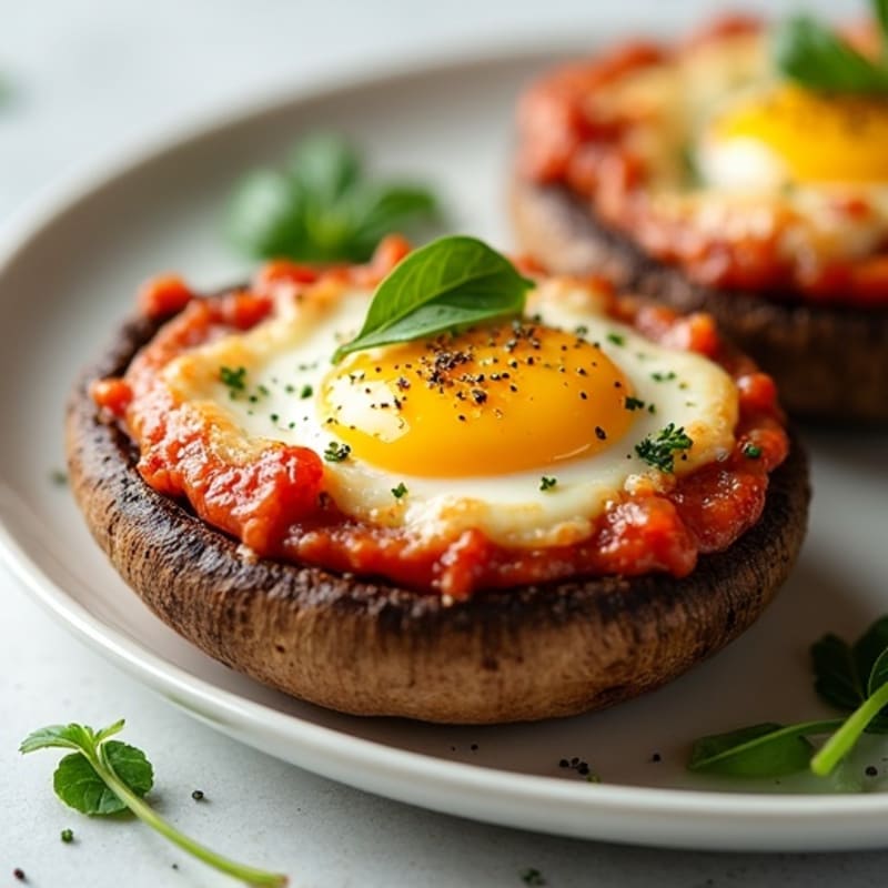 Hearty Stuffed Portobello Caps with Savory Turkey Pepperoni and Fresh Herbs