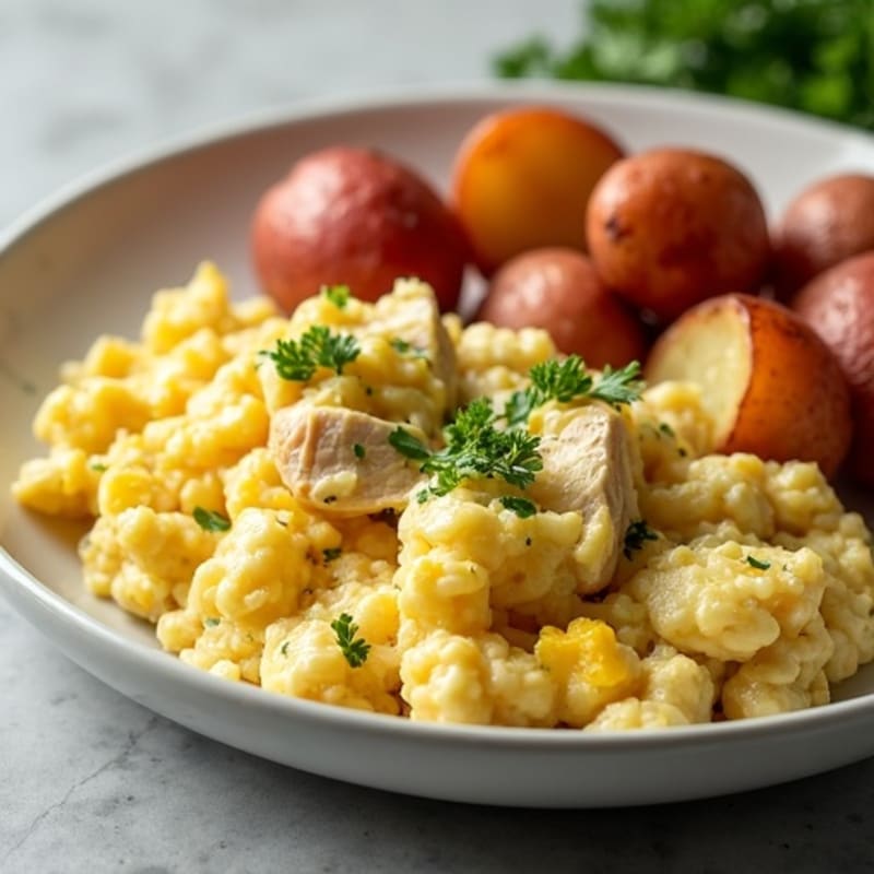 Egg White and Chicken Breast Scramble with Roasted Potatoes
