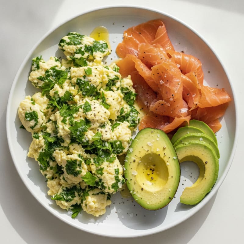 Parsley Scrambled Eggs with Smoked Salmon