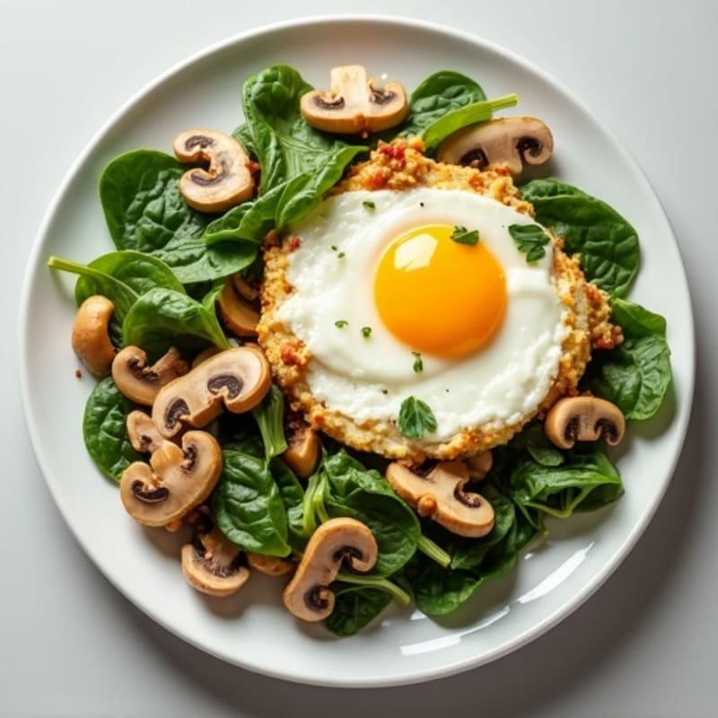 Egg White and Turkey Spinach Scramble with Sautéed Mushrooms