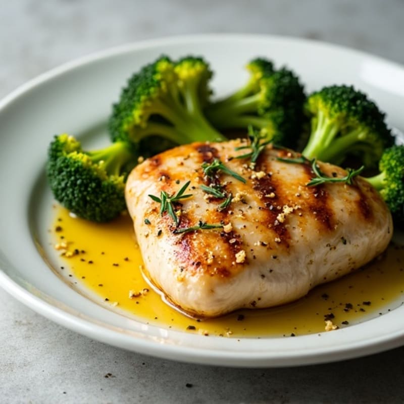 Garlic Herb Roasted Chicken Breast with Crispy Broccoli