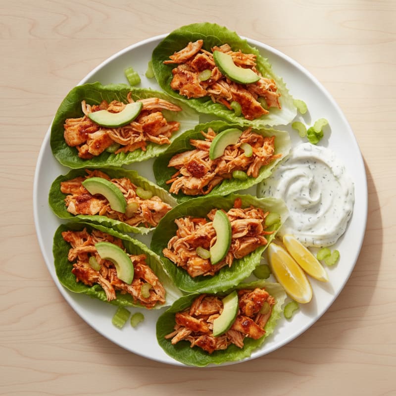 Buffalo Chicken Lettuce Wraps with Ranch