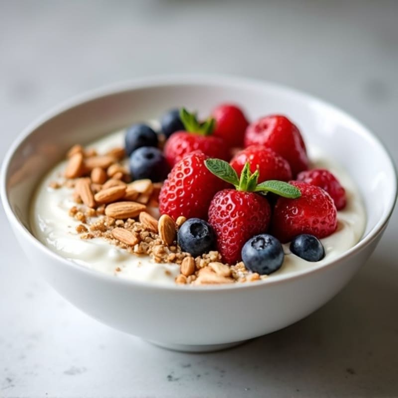 Greek Yogurt Protein Bowl with Mixed Berries and Almonds