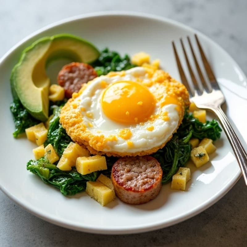 Egg White Scramble with Spinach and Turkey Sausage
