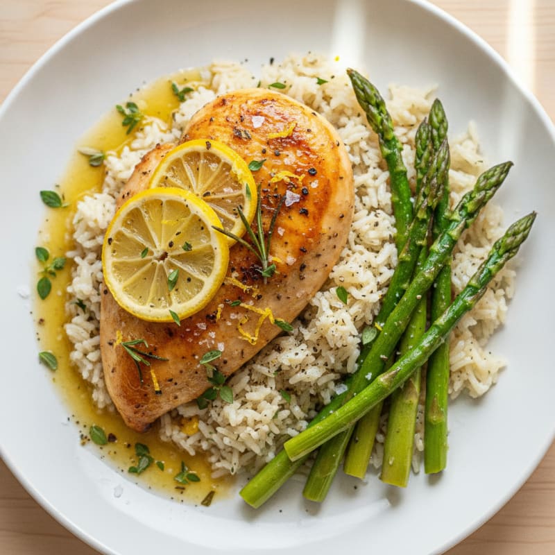 Lemon-Herb Roasted Chicken with Rice Pilaf