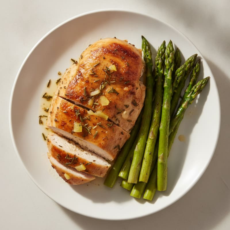 Lemon Herb Roasted Chicken with Asparagus