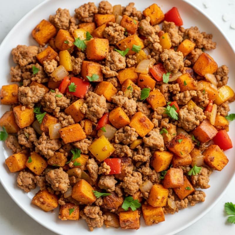 Smoky Ground Turkey and Sweet Potato Hash