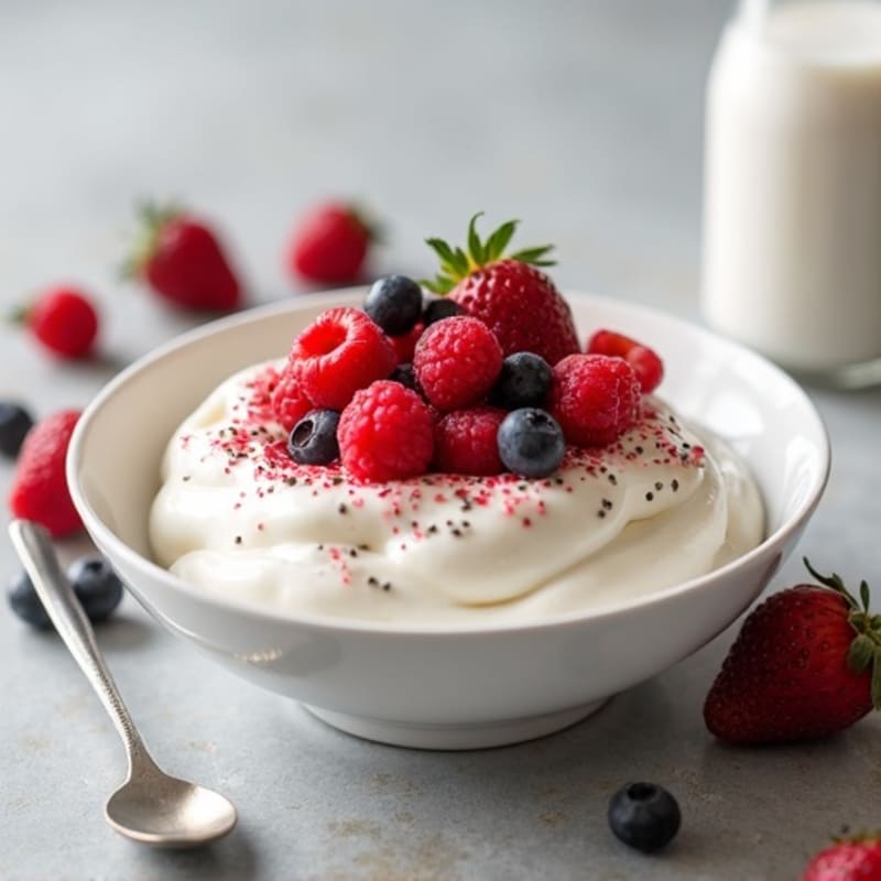 Creamy Greek Yogurt Protein Pudding with Mixed Berries