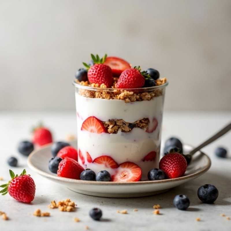 Creamy Greek Yogurt Parfait with Protein Granola and Mixed Berries