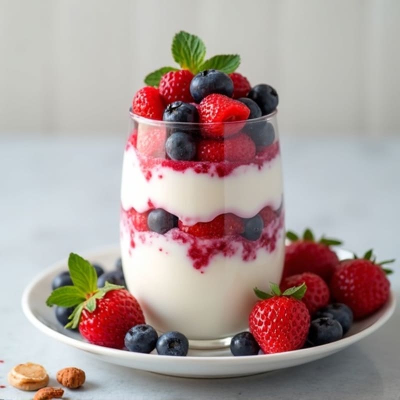 Greek Yogurt Protein Parfait with Mixed Berries and Almond Butter