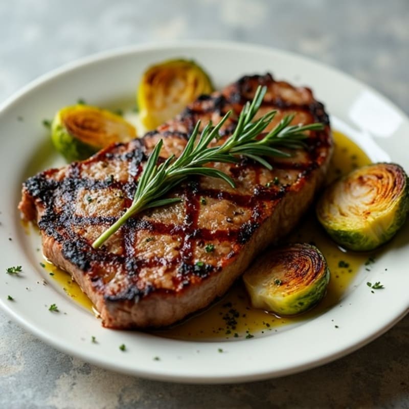 Garlic Herb Steak with Crispy Brussels Sprouts
