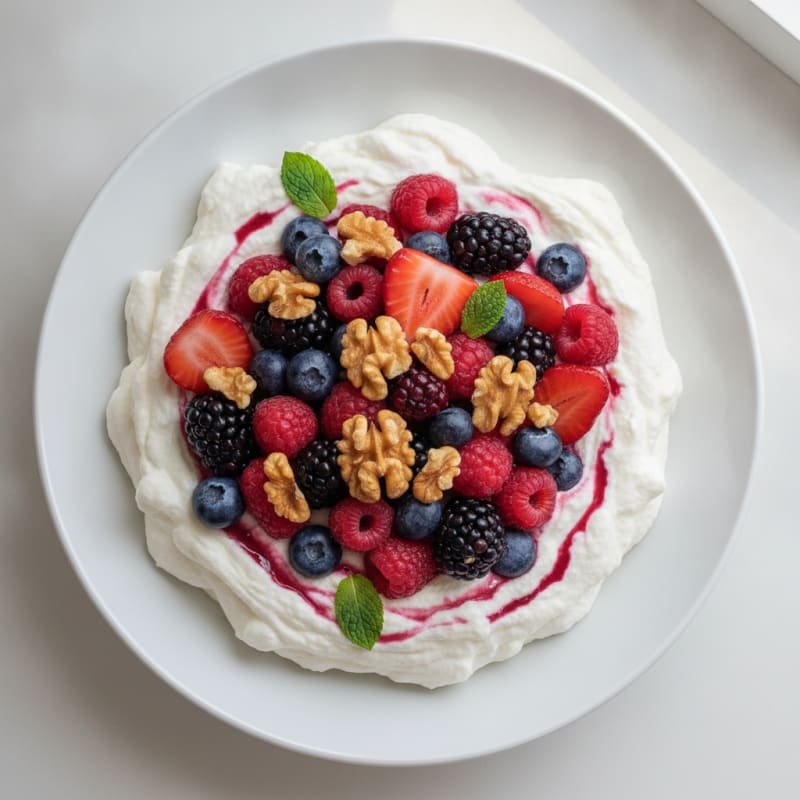 Greek Yogurt Protein Mousse with Mixed Berries