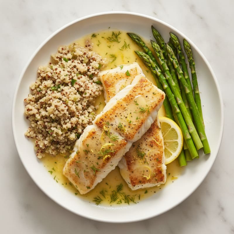Baked Alaskan Cod with Lemon-Herb Sauce