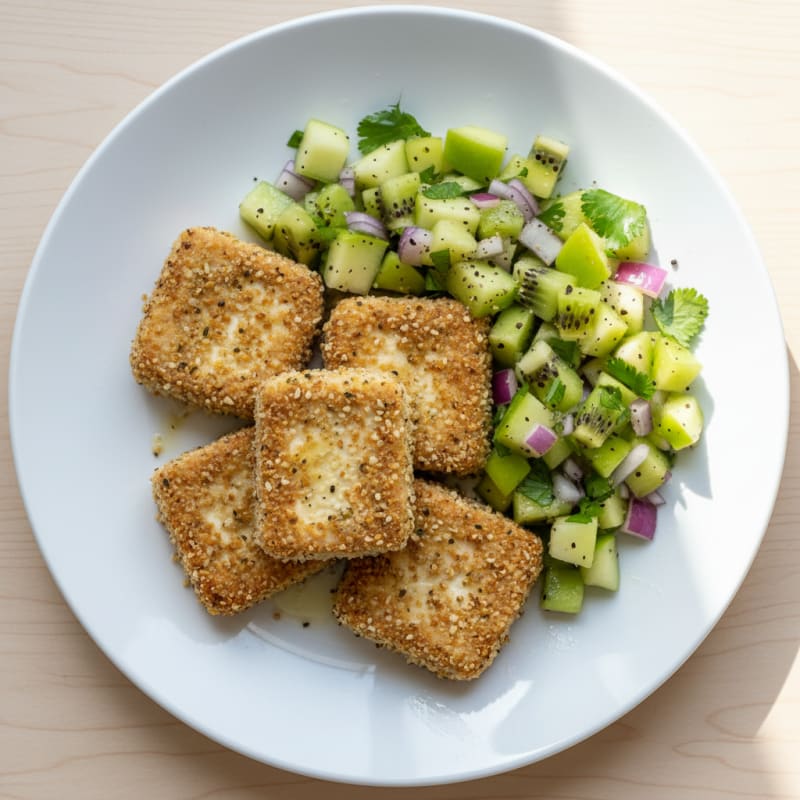 Pan-Seared Tofu with Apple-Kiwi Salsa