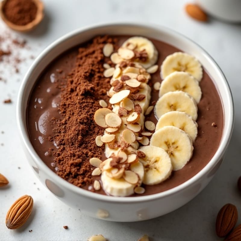 Creamy Chocolate Protein Smoothie Bowl with Crunchy Almonds