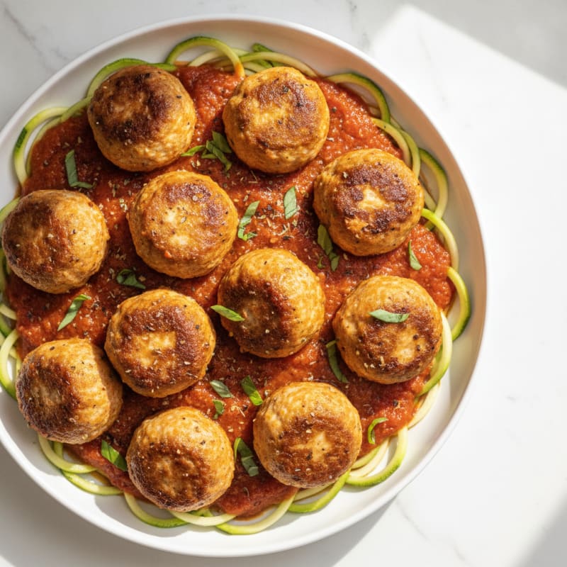 Baked Chicken Meatballs with Marinara