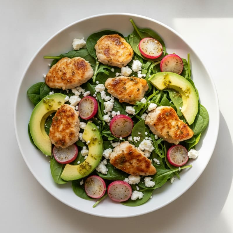 Crispy Chicken Salad with Roasted Low-Carb Potato and Herb Vinaigrette