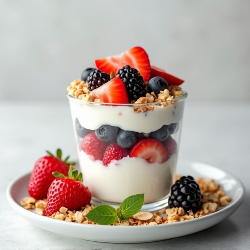 Creamy Greek Yogurt Parfait with Fresh Berries and Almonds