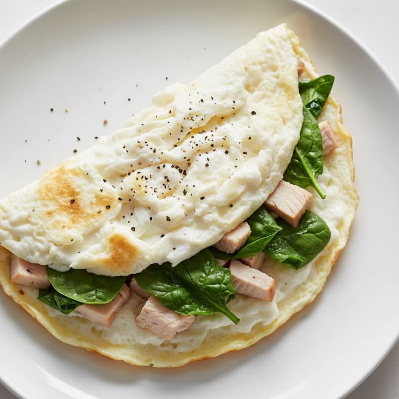 Egg White Omelet with Lean Turkey and Spinach
