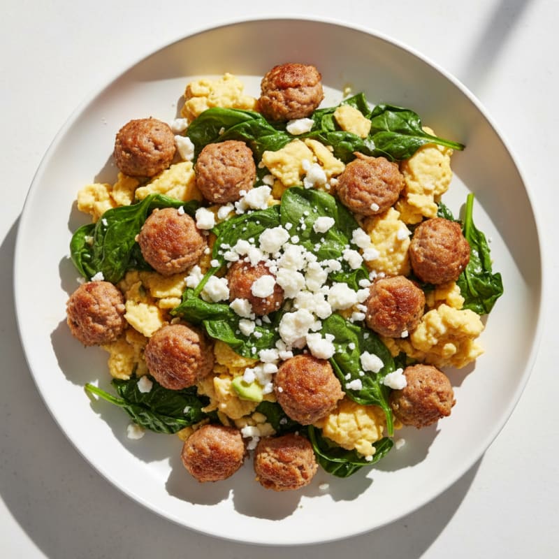 Egg White Scramble with Spinach and Turkey Sausage