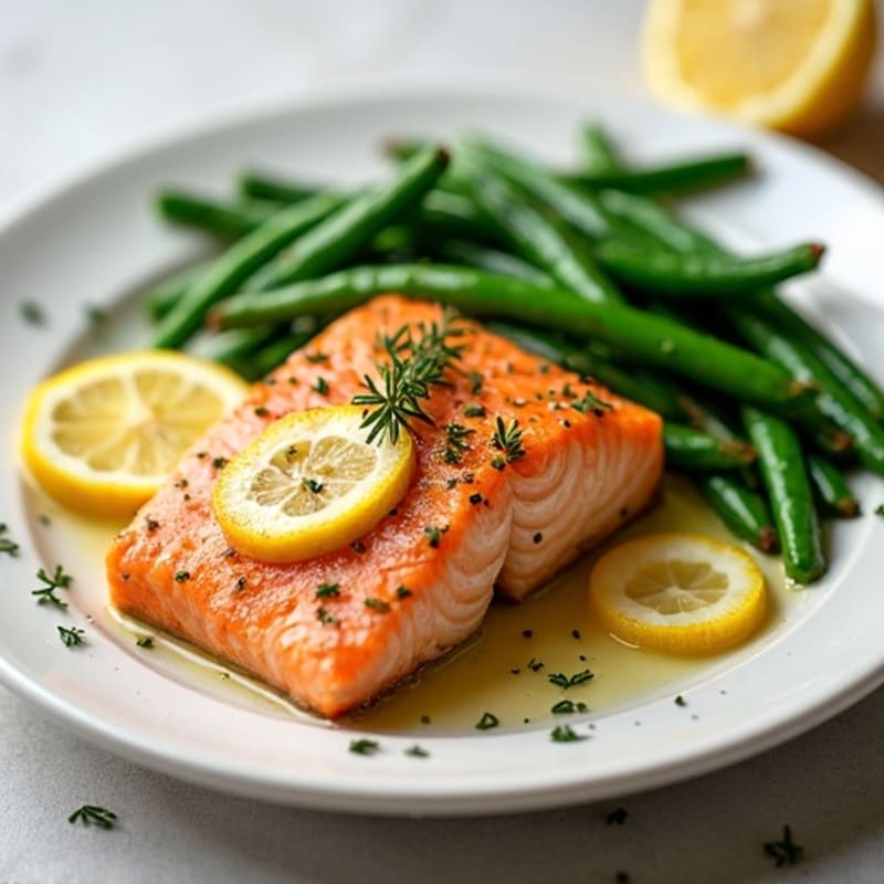 Lemon-Herb Baked Salmon with Roasted Green Beans