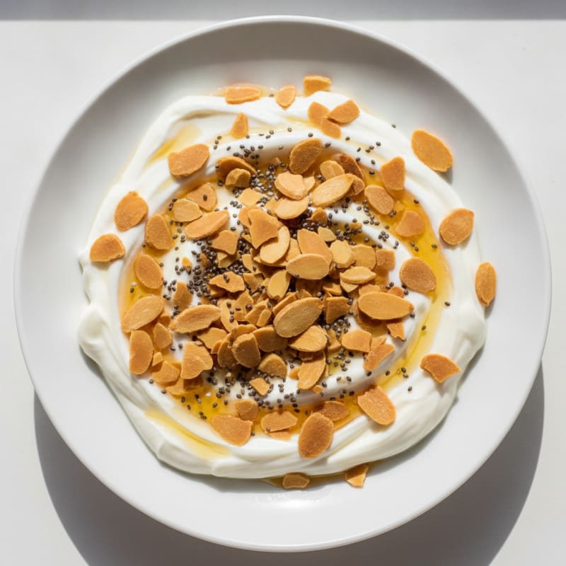 Creamy Greek Yogurt with Toasted Almonds and Chia Seeds