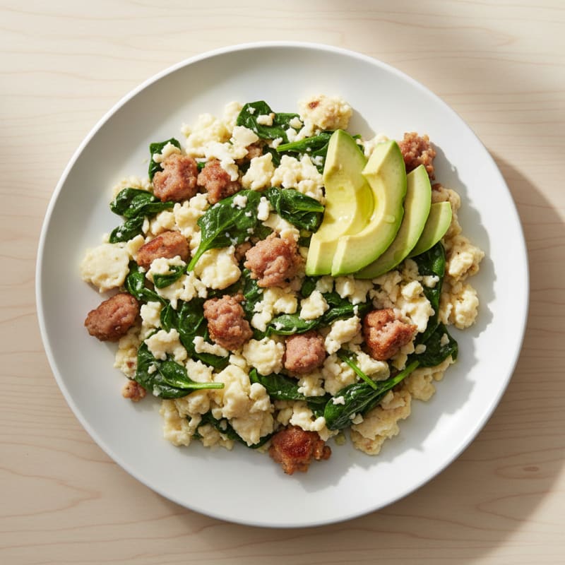 Egg White and Turkey Sausage Scramble with Spinach