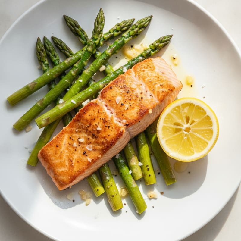 Pan-Seared Salmon with Roasted Asparagus