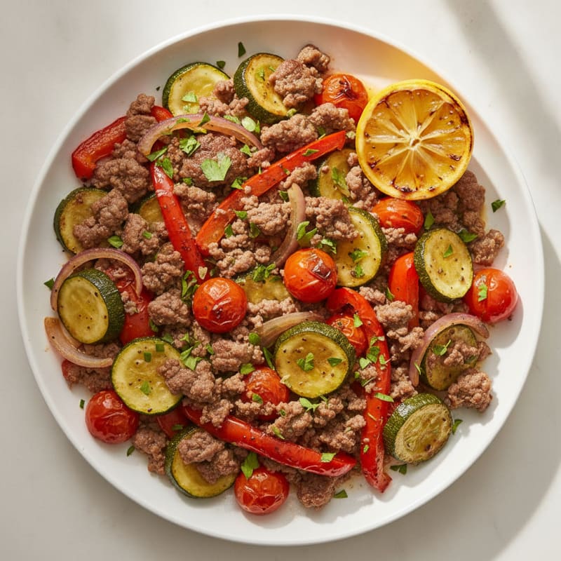 Lean Beef and Roasted Vegetable Skillet