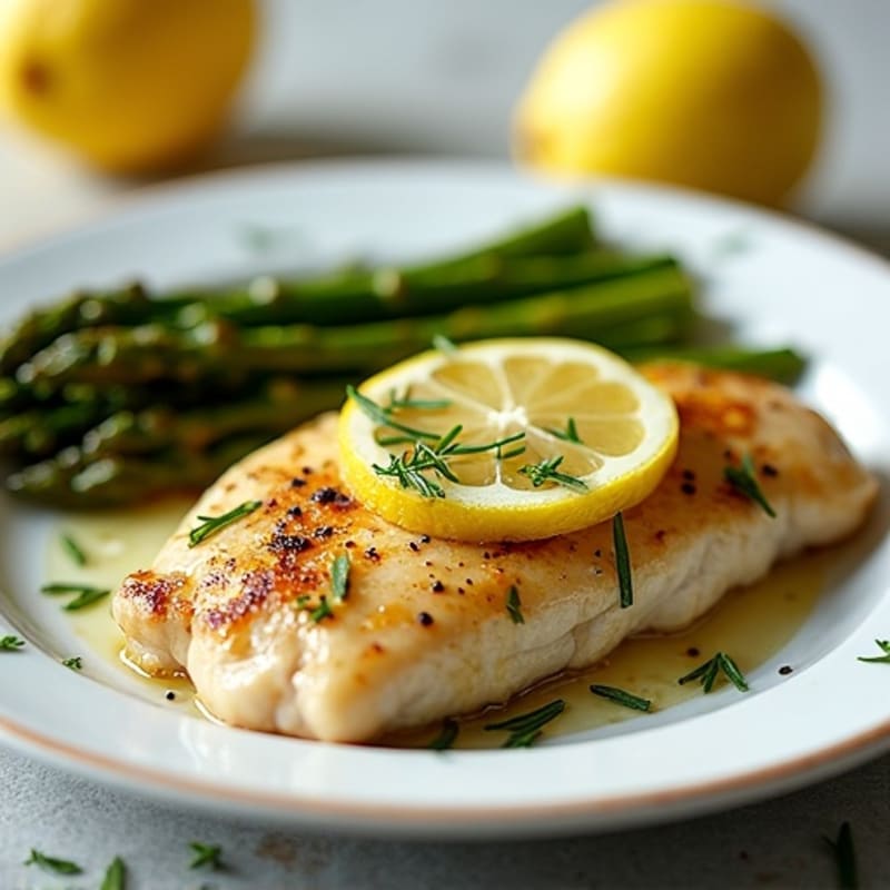 Lemon Herb Pan-Seared Chicken with Roasted Asparagus