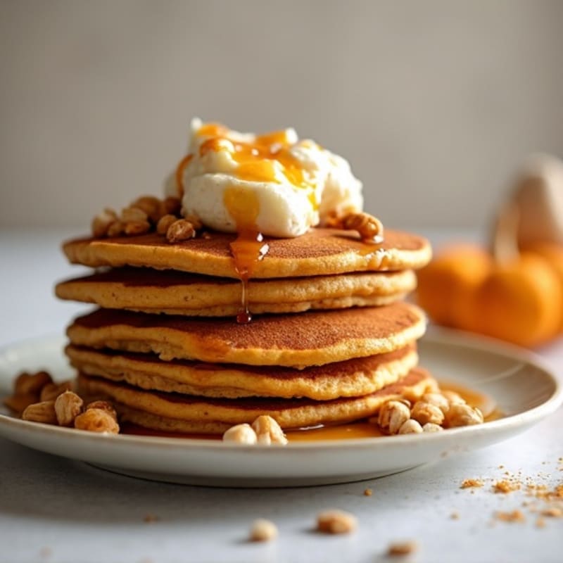 Healthy Fluffy Pumpkin Spice Pancakes