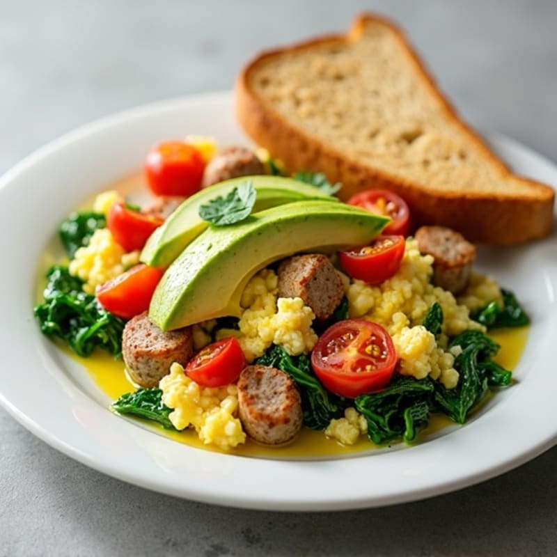 Egg White and Turkey Sausage Scramble with Spinach