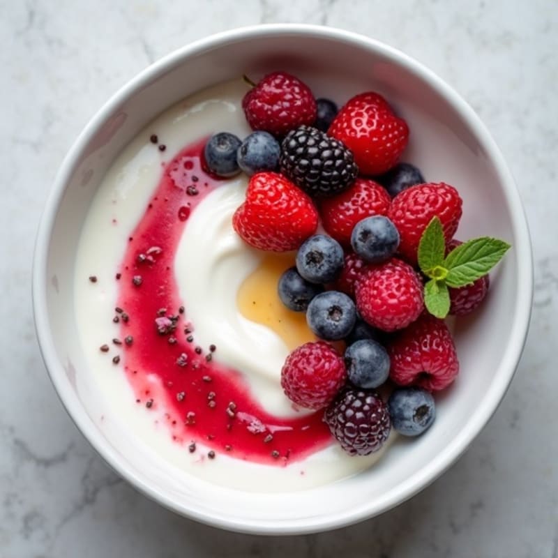 Creamy Greek Yogurt Protein Pudding with Mixed Berries