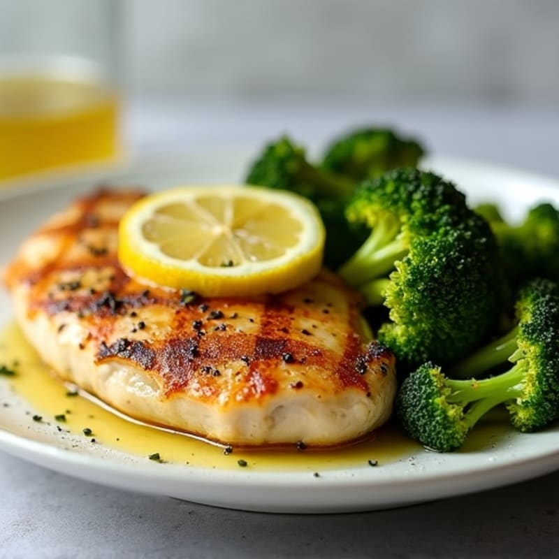Lemon Garlic Pan-Seared Chicken with Roasted Broccoli