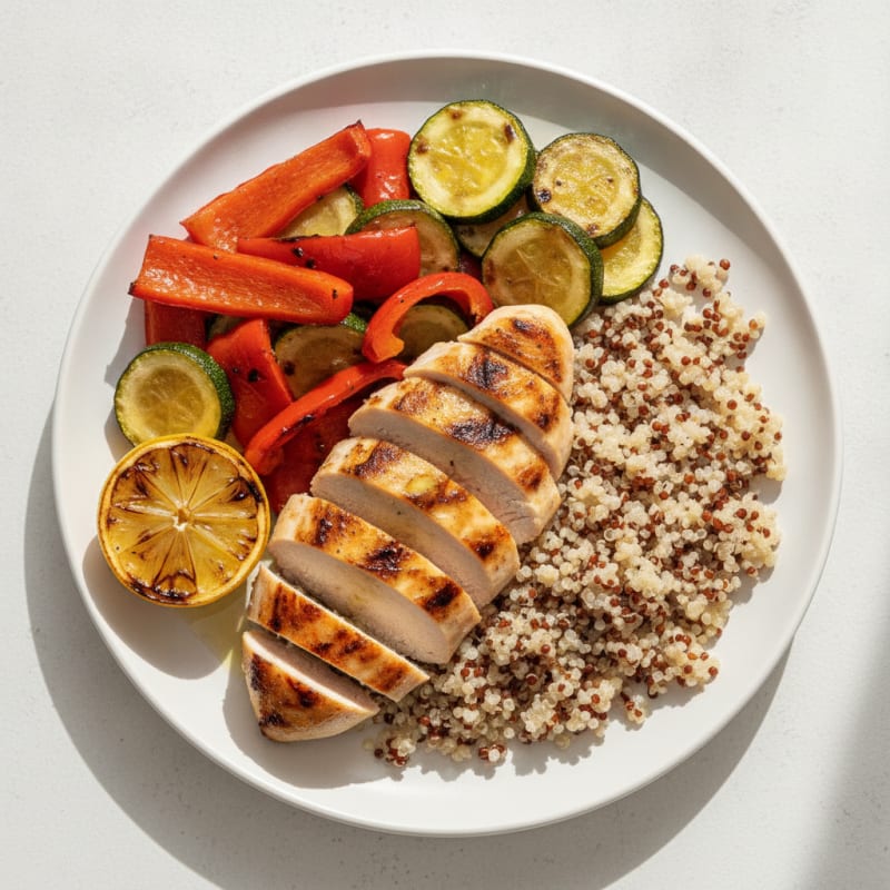 Grilled Chicken Breast with Quinoa and Roasted Vegetables