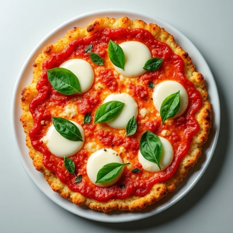 Cauliflower Crust Margherita Pizza with Fresh Basil
