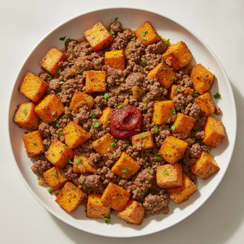 Savory Mince with Roasted Pumpkin