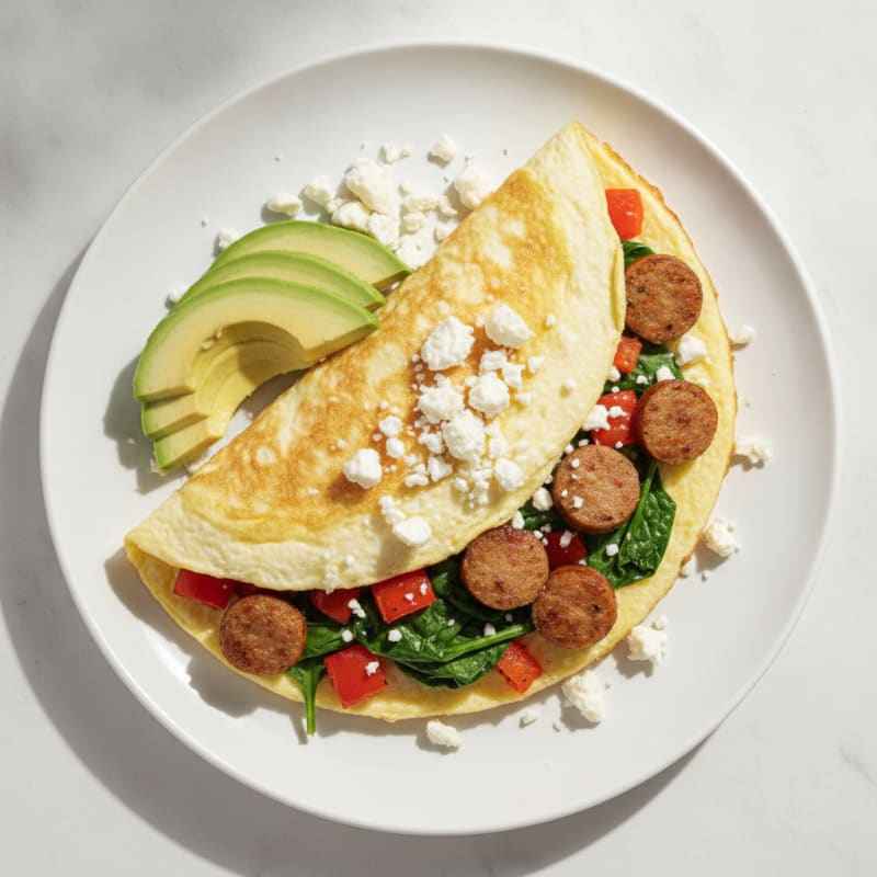 Egg White Vegetable Omelette with Turkey Sausage