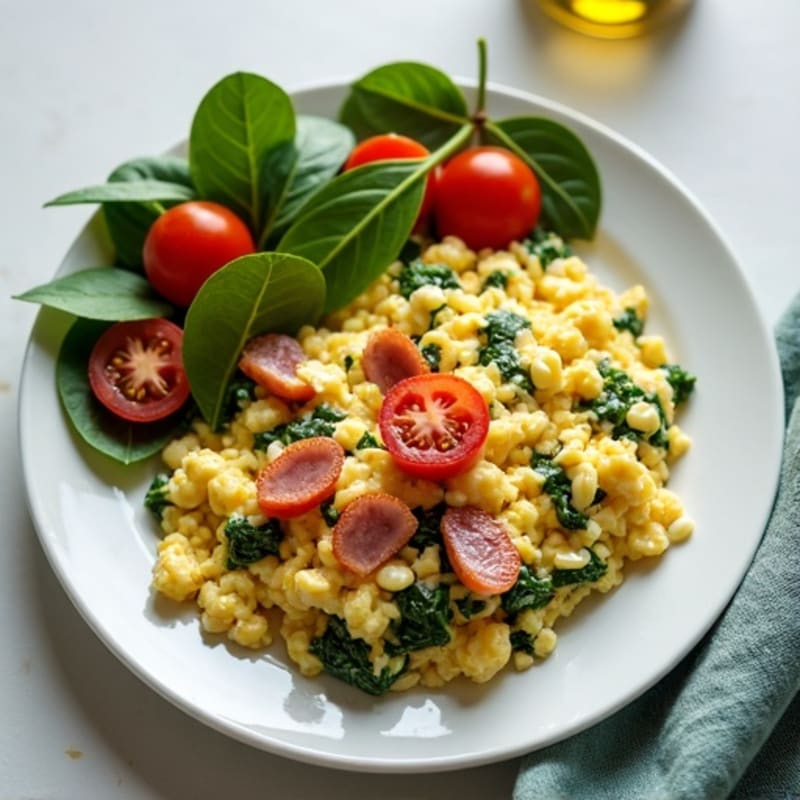 Egg White Spinach Scramble with Turkey Bacon