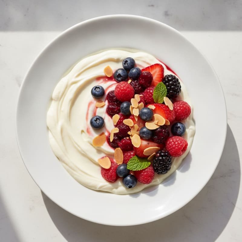 Silky Greek Yogurt Protein Pudding with Mixed Berries