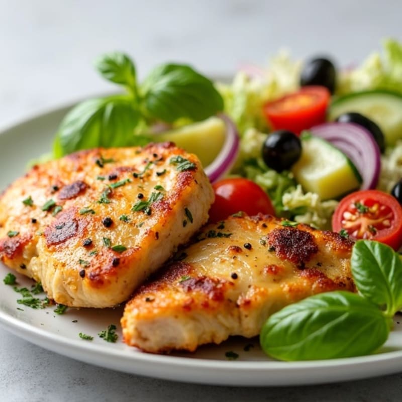 Crispy Lemon-Herb Chicken with Fresh Chopped Italian Salad