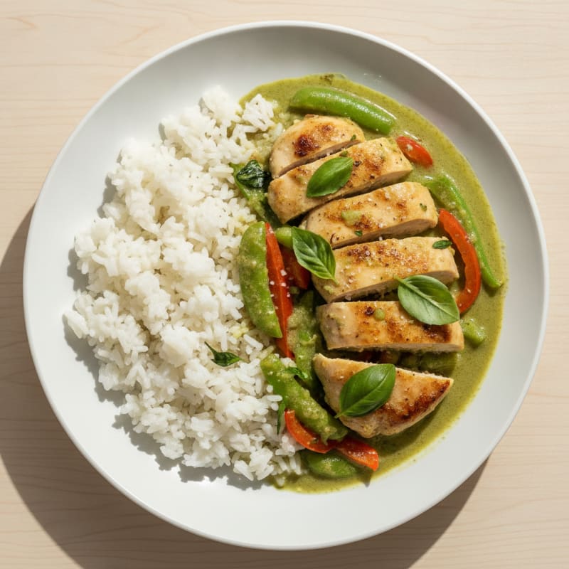 Green Curry Chicken with Coconut Rice
