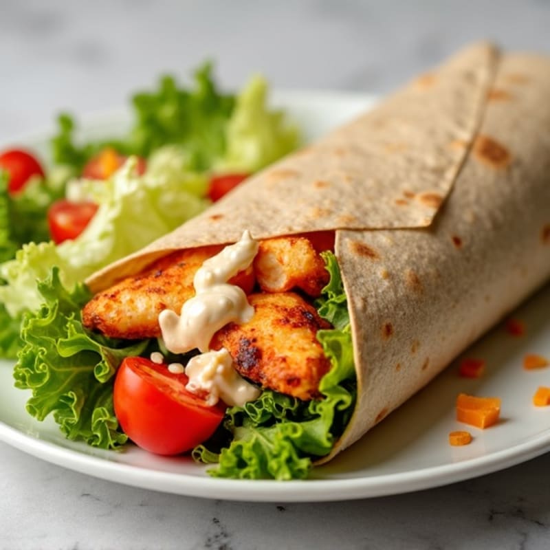 Healthy Creamy Buffalo Ranch Chicken Wrap