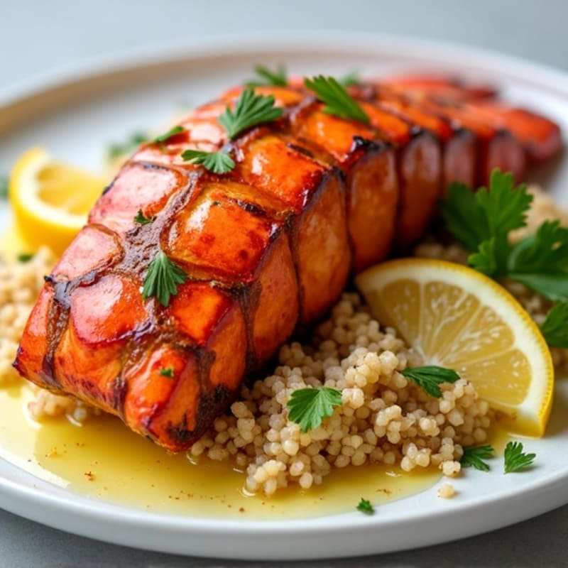 Roasted Lobster Tail with Lemon Garlic Butter and Quinoa