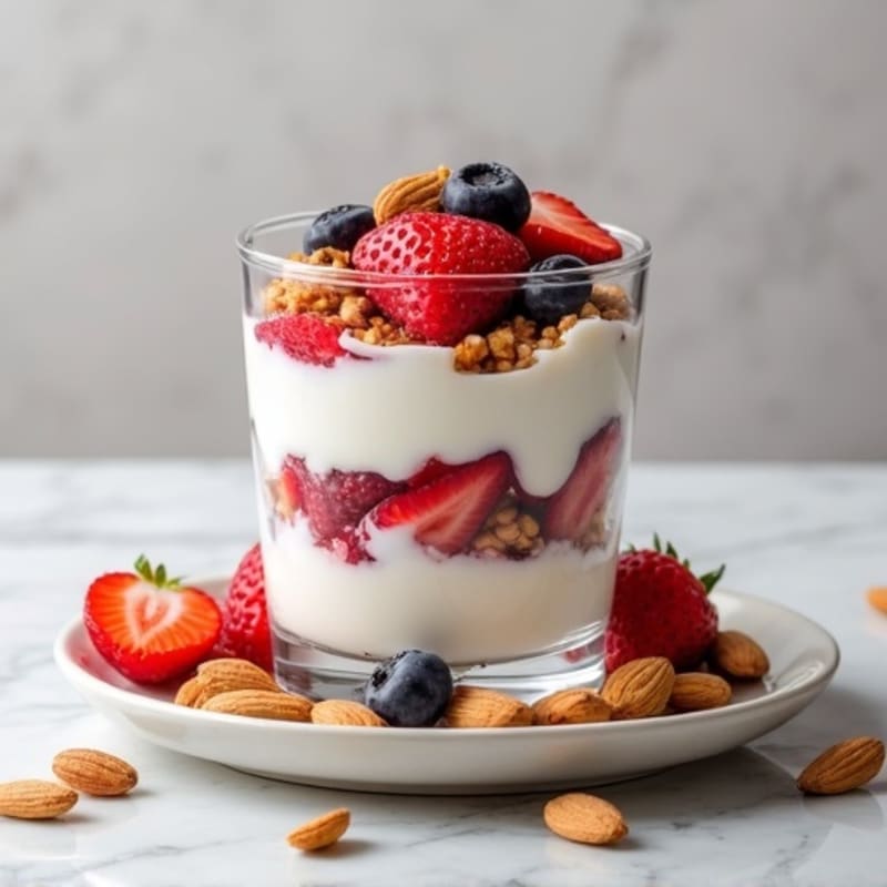 Greek Yogurt Protein Parfait with Berries and Almonds
