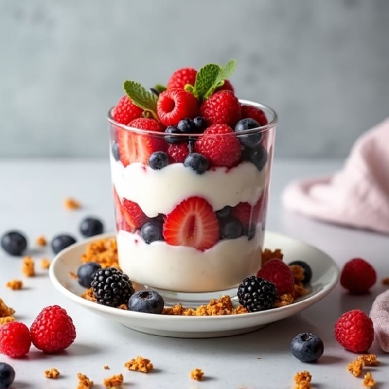 Cottage Cheese and Berry Parfait with Almond Granola