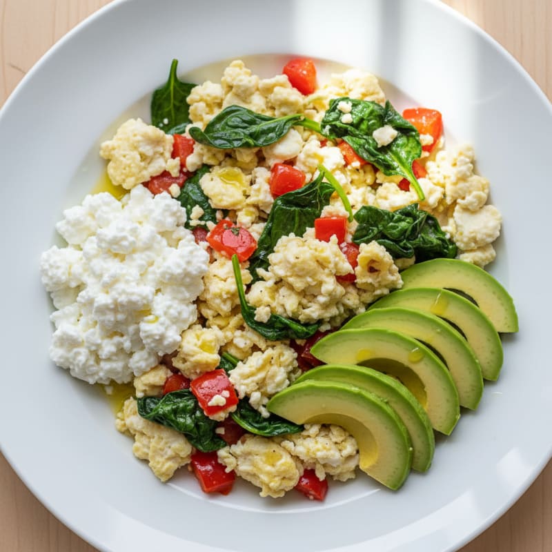 Egg White Veggie Scramble with Cottage Cheese