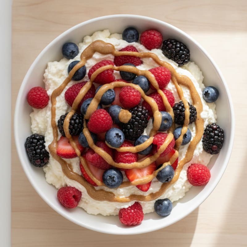 Greek Yogurt Protein Mousse with Mixed Berries