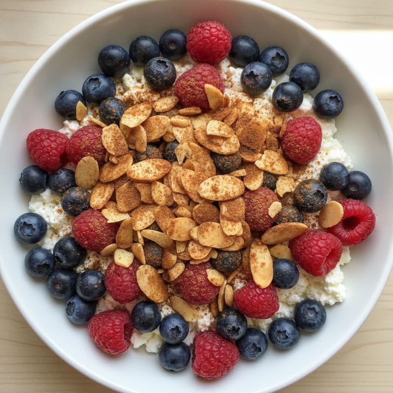 Cottage Cheese and Berry Protein Bowl with Almonds
