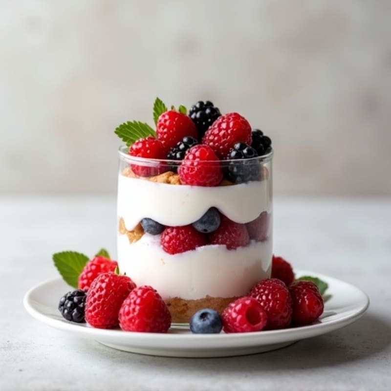 Greek Yogurt Protein Parfait with Mixed Berries and Almond Butter